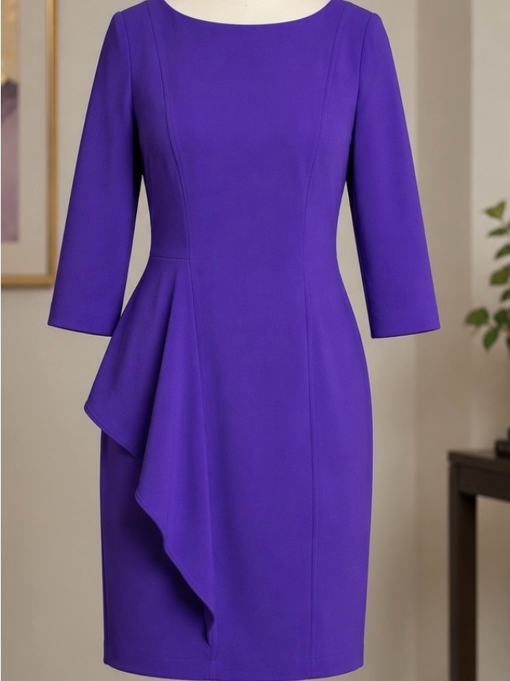 Tom and Linda Platt Couture Purple Ruffle Long Sleeve Dress Size 8